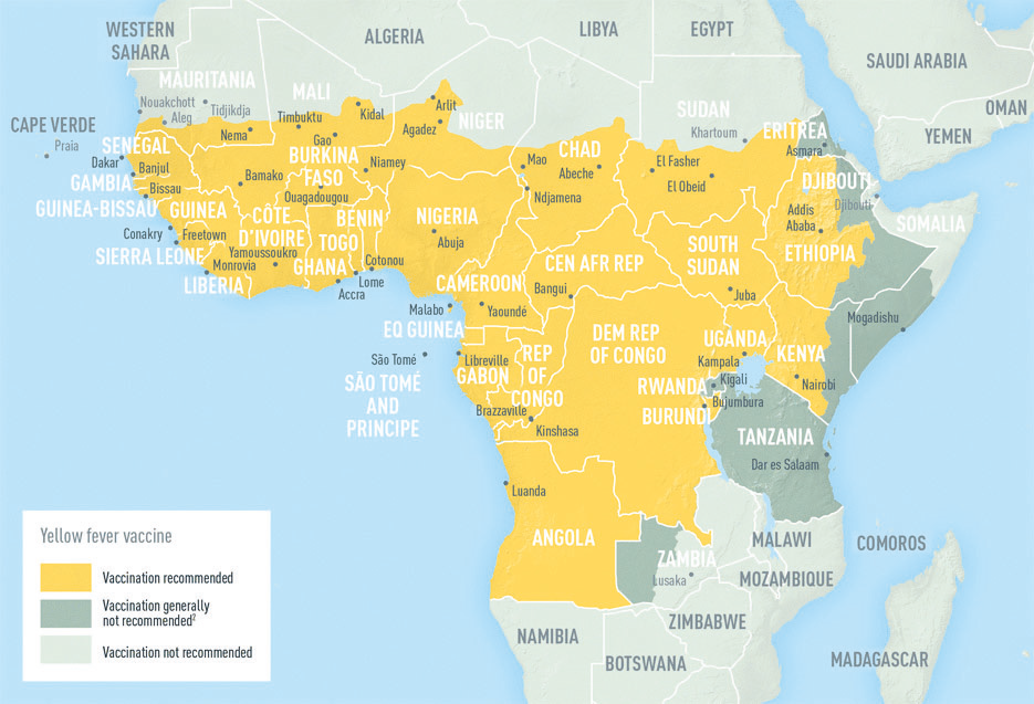 Yellow fever epidemic maps Africa
