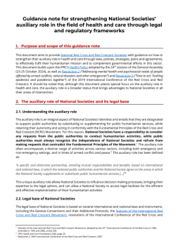 Guidance note for strengthening National Societies’  auxiliary role in the field of health and care through legal  and regulatory frameworks