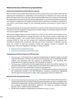 National Society Institutional Preparedness